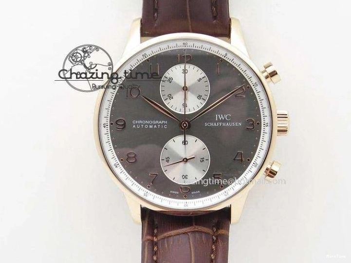 MIROTIME 0312 Unique Portuguese IW3714 Diam ZF V2 1:1 Best Edition Gray Dial On Brown Leather Strap A79350 (Slim Movement) 7250